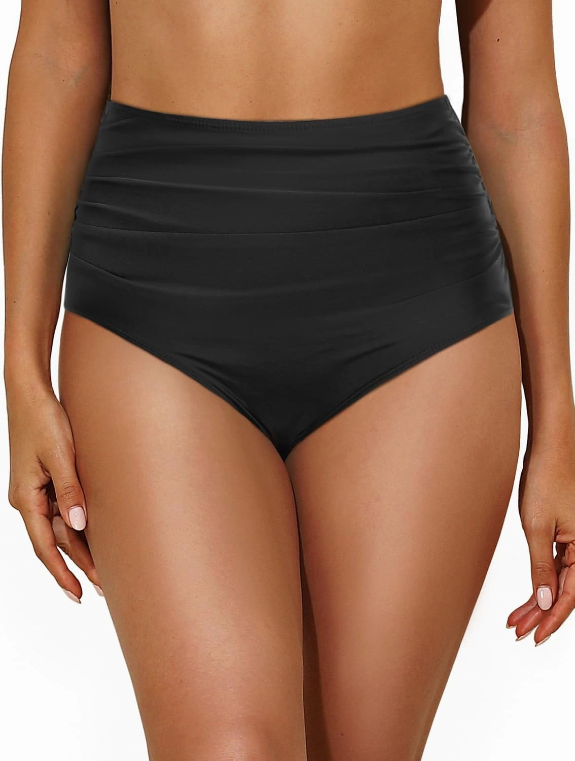 Tempt Me Women High Waisted Bikini Bottom Retro Ruched Swim Bottom Shirred Tankinis Brief