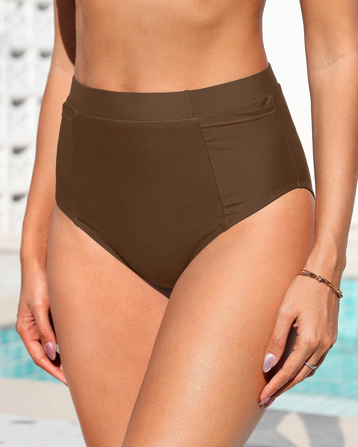 Tempt Me Women High Waisted Bikini Bottoms - Tummy Control Bathing Suit Swim Bottoms with Pockets 2025