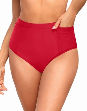 Tempt Me Women High Waisted Bikini Bottoms - Tummy Control Bathing Suit Swim Bottoms with Pockets 2025