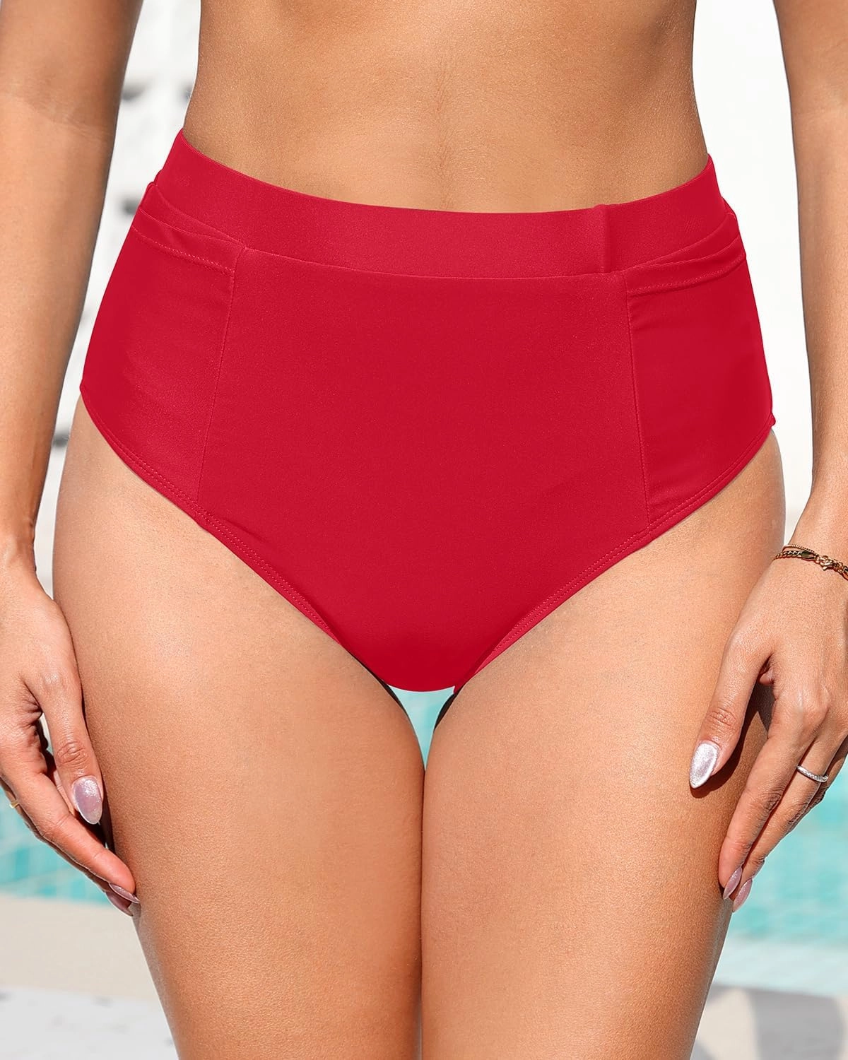 Tempt Me Women High Waisted Bikini Bottoms - Tummy Control Bathing Suit Swim Bottoms with Pockets 2025