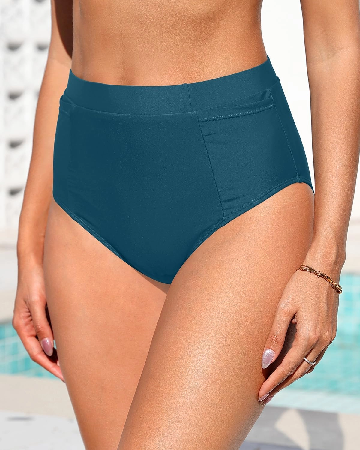 Tempt Me Women High Waisted Bikini Bottoms - Tummy Control Bathing Suit Swim Bottoms with Pockets 2025