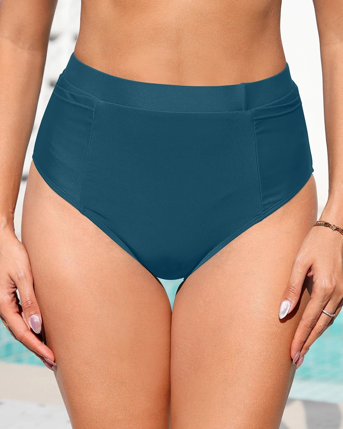 Tempt Me Women High Waisted Bikini Bottoms - Tummy Control Bathing Suit Swim Bottoms with Pockets 2025
