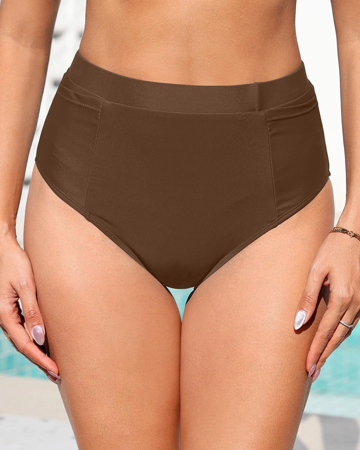 Tempt Me Women High Waisted Bikini Bottoms - Tummy Control Bathing Suit Swim Bottoms with Pockets 2025