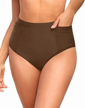 Tempt Me Women High Waisted Bikini Bottoms - Tummy Control Bathing Suit Swim Bottoms with Pockets 2025