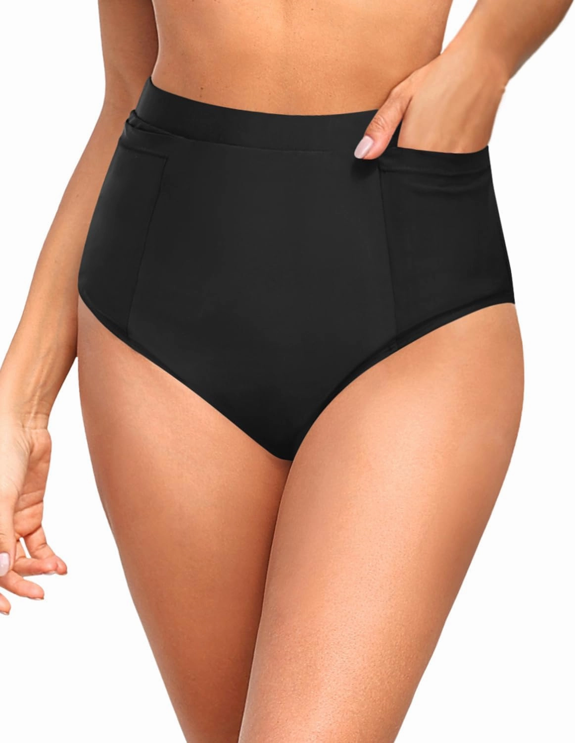 Tempt Me Women High Waisted Bikini Bottoms - Tummy Control Bathing Suit Swim Bottoms with Pockets 2025