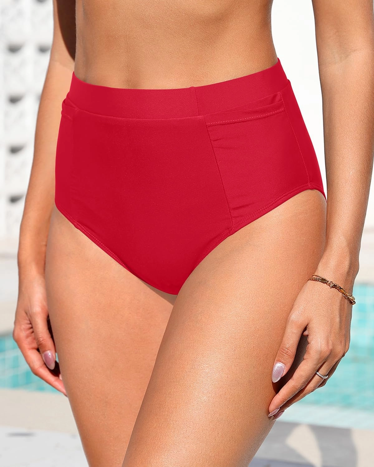 Tempt Me Women High Waisted Bikini Bottoms - Tummy Control Bathing Suit Swim Bottoms with Pockets 2025