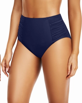 Tempt Me Women High Waisted Bikini Bottoms Full Coverage Swimsuit Bottoms Ruched Bathing Suit Bottom