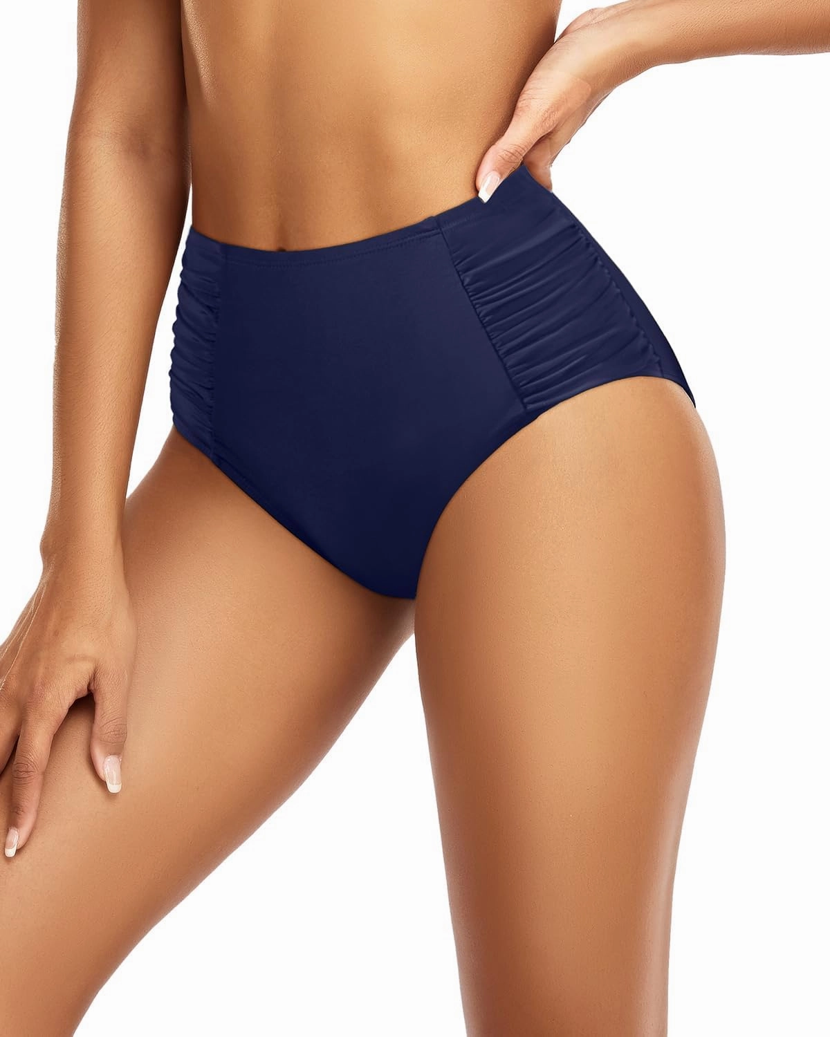 Tempt Me Women High Waisted Bikini Bottoms Full Coverage Swimsuit Bottoms Ruched Bathing Suit Bottom