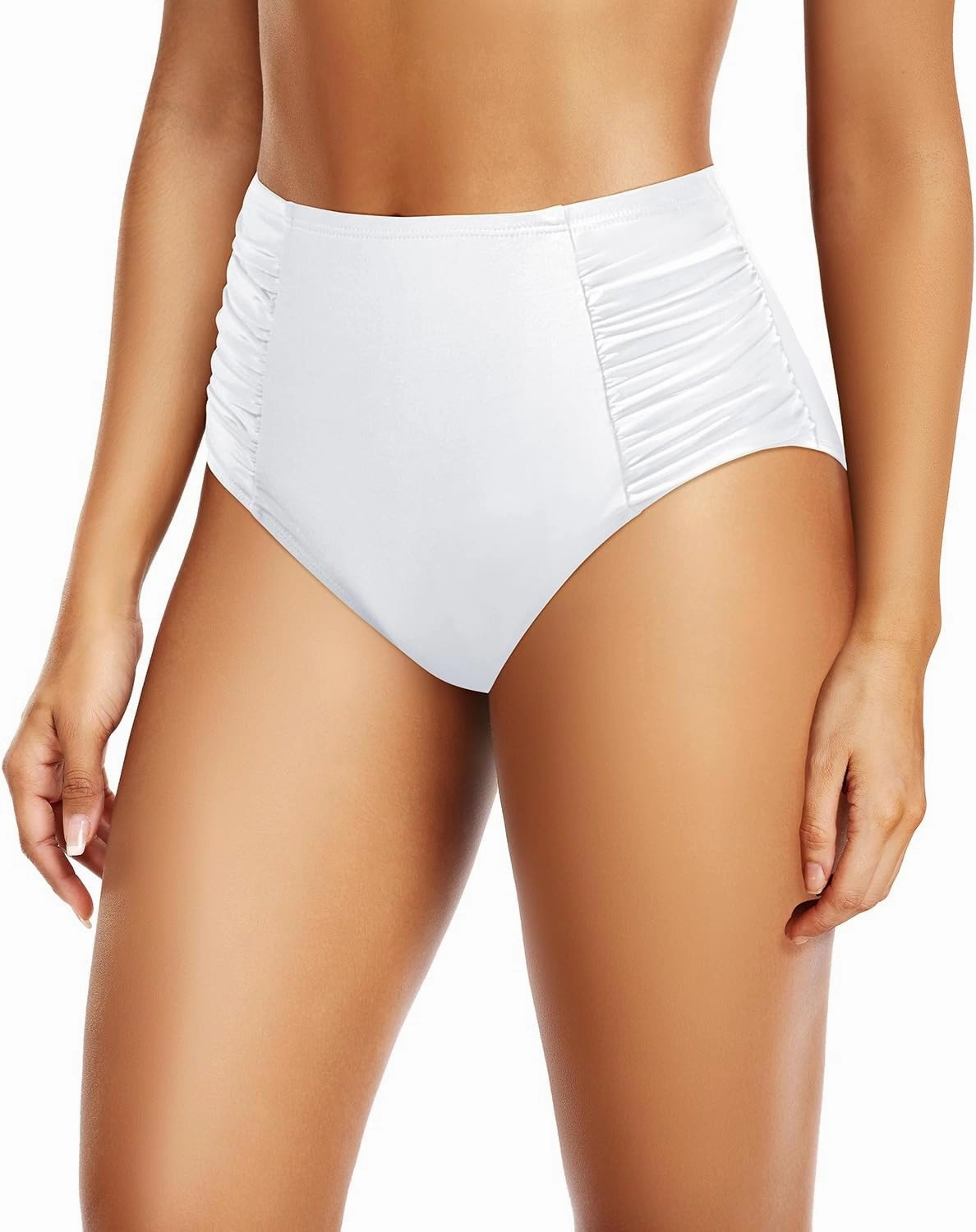 Tempt Me Women High Waisted Bikini Bottoms Full Coverage Swimsuit Bottoms Ruched Bathing Suit Bottom