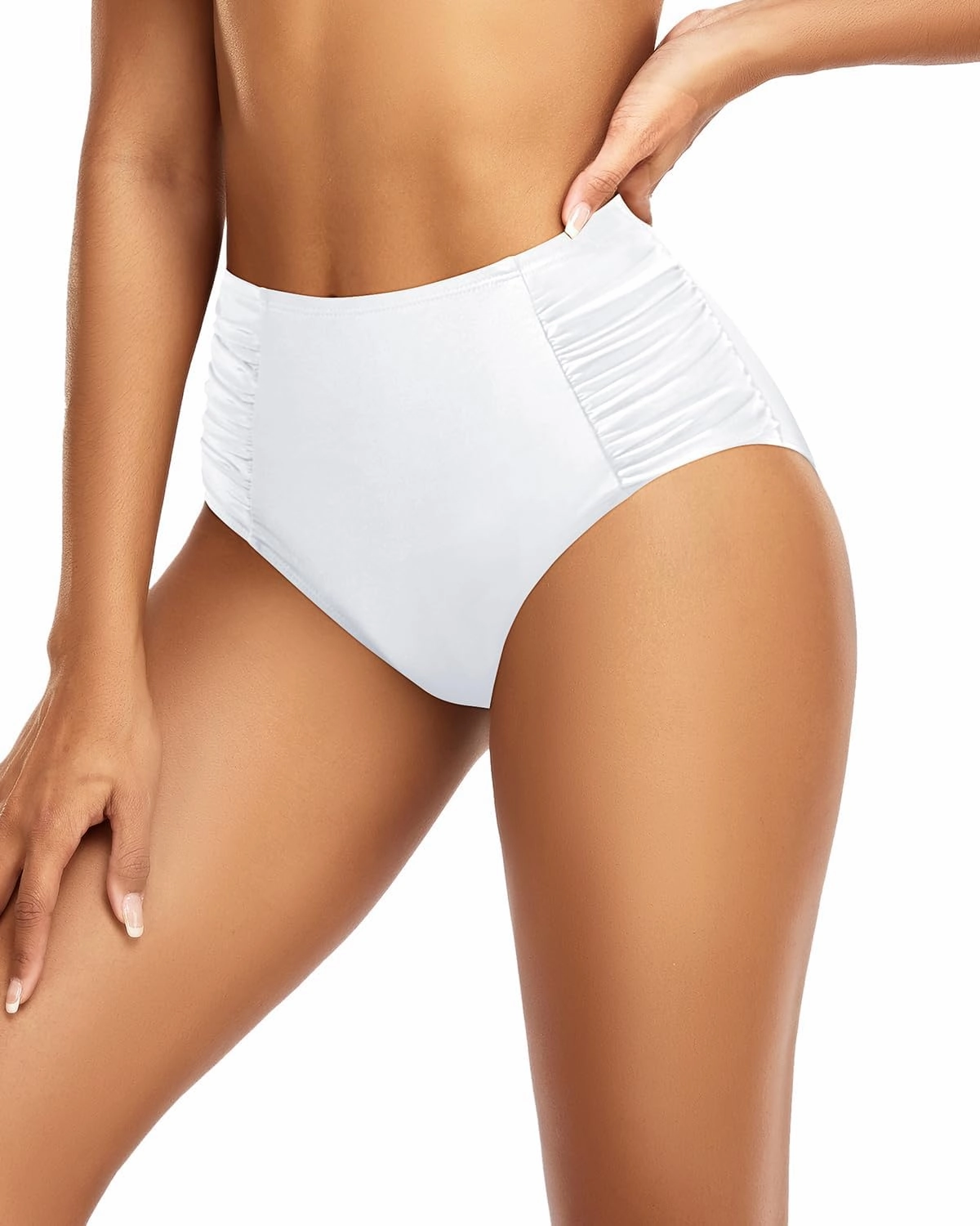 Tempt Me Women High Waisted Bikini Bottoms Full Coverage Swimsuit Bottoms Ruched Bathing Suit Bottom