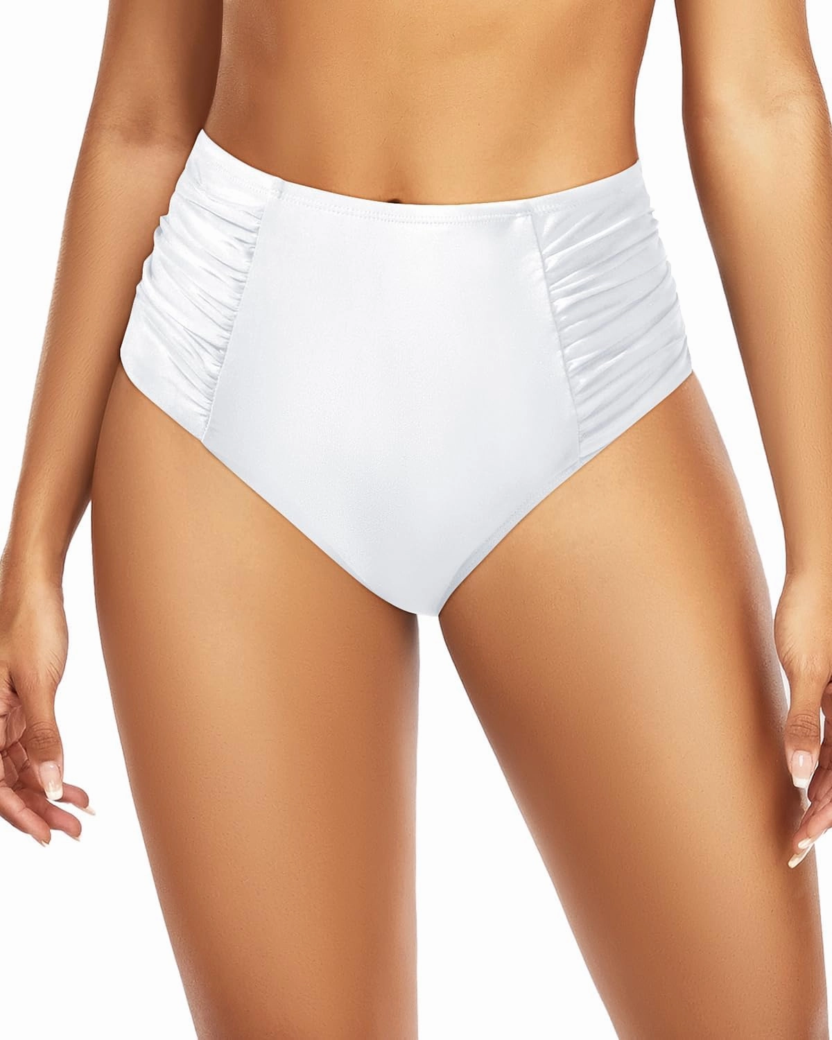 Tempt Me Women High Waisted Bikini Bottoms Full Coverage Swimsuit Bottoms Ruched Bathing Suit Bottom