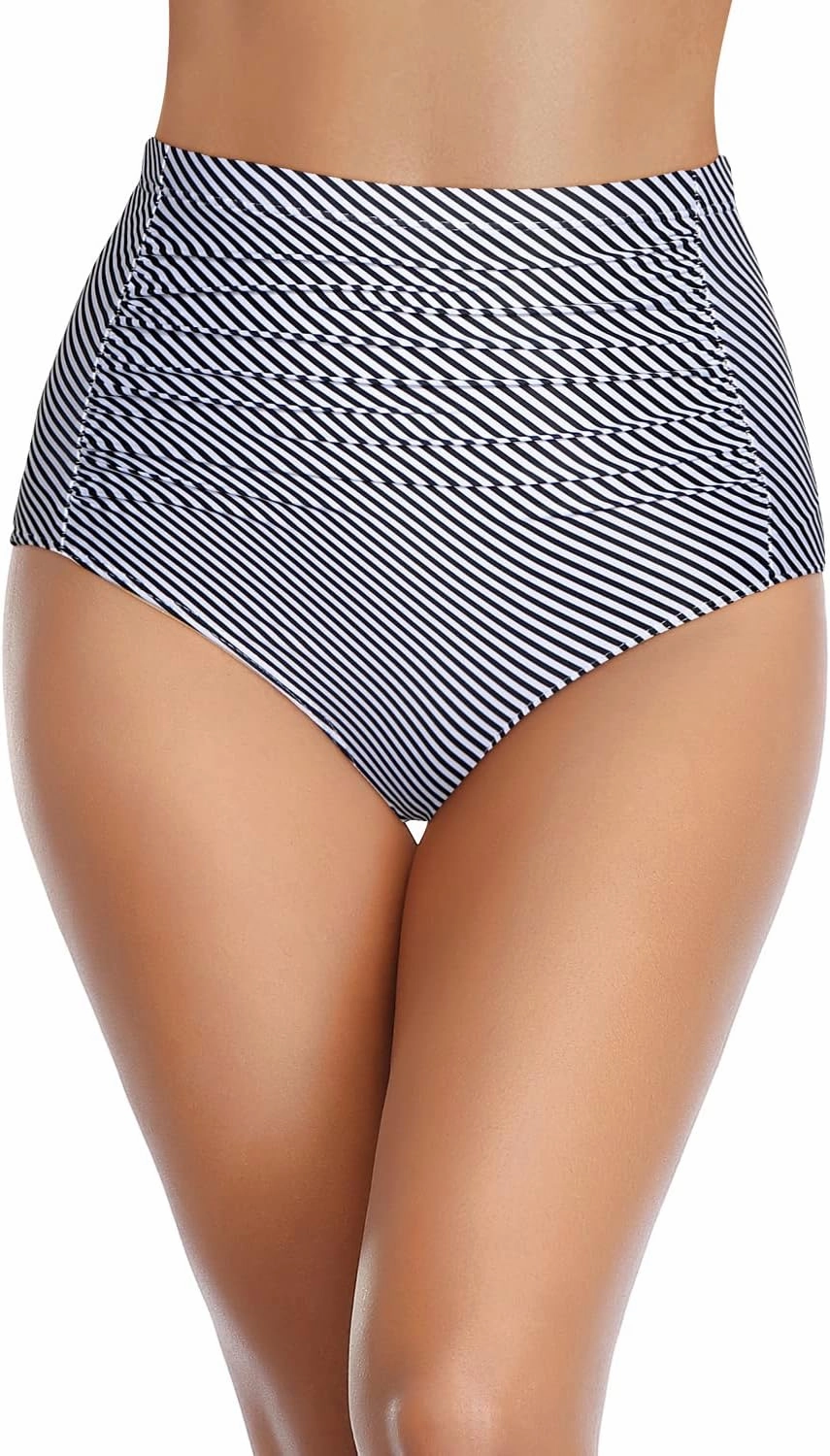 Tempt Me Women High Waisted Bikini Bottoms Tummy Control Swimsuit Bottoms Ruched Bathing Suit Bottom