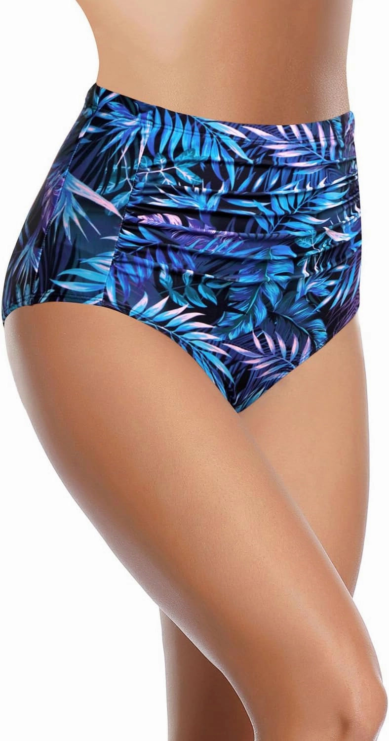Tempt Me Women High Waisted Bikini Bottoms Tummy Control Swimsuit Bottoms Ruched Bathing Suit Bottom