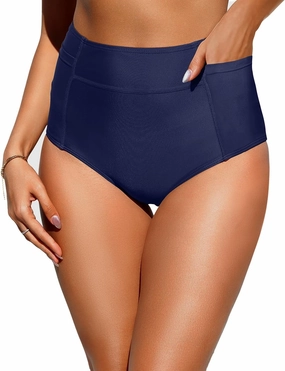 Tempt Me Women High Waisted Swimsuit Bikini Bottoms - Tummy Control Swim Bottom Full Coverage Bathing Suit with Pockets 2025