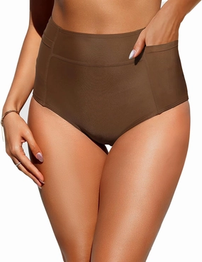 Tempt Me Women High Waisted Swimsuit Bikini Bottoms - Tummy Control Swim Bottom Full Coverage Bathing Suit with Pockets 2025
