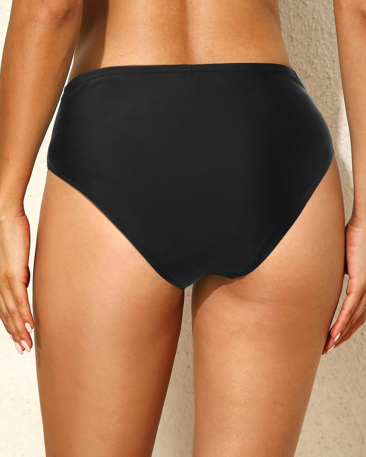 Tempt Me Women Mid Waist Bikini Bottoms - V Cut Bathing Suit Bottoms Twist Front Swimsuit Bottoms Ruched Swimwear 2025
