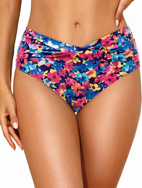 Tempt Me Women Mid Waist Bikini Bottoms - V Cut Bathing Suit Bottoms Twist Front Swimsuit Bottoms Ruched Swimwear 2025