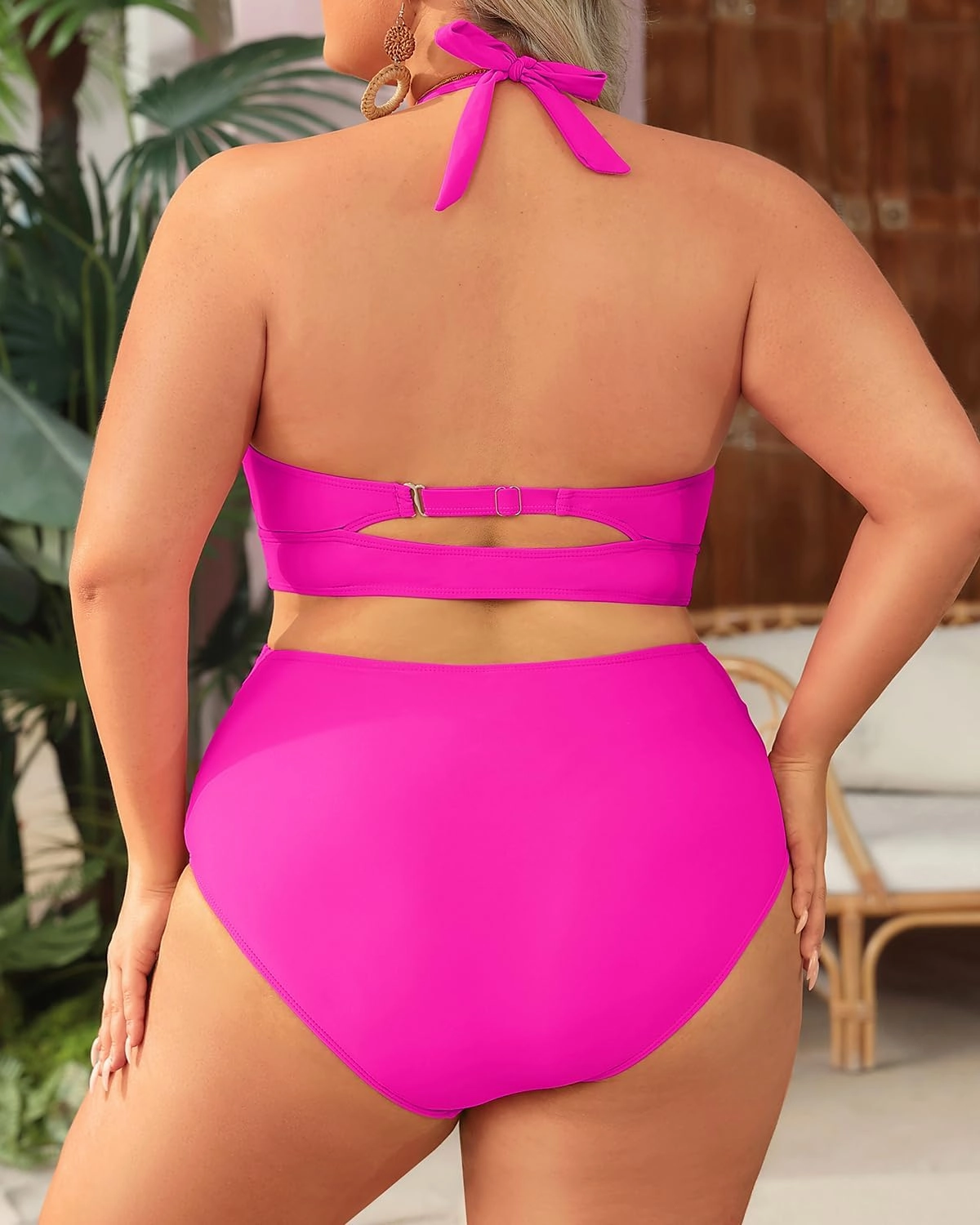 Tempt Me Women Plus Size Bikini High Waisted Swimsuits Mesh Tummy Control Two Piece Bathing Suit