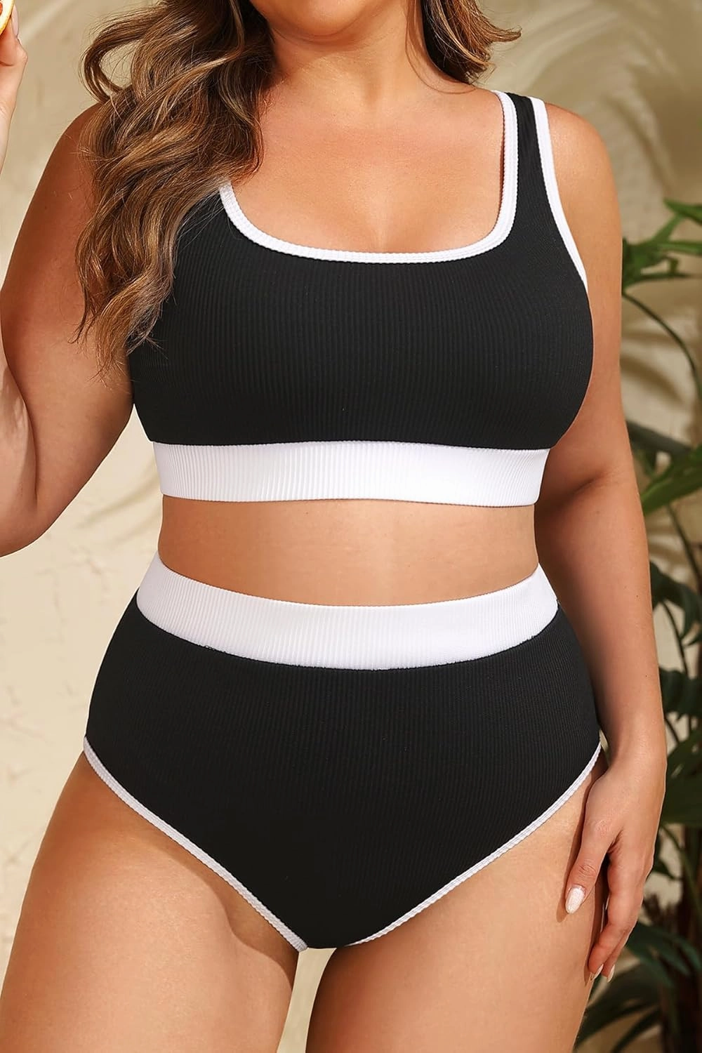 Tempt Me Women Plus Size High Waisted Bikini Set Two Piece Swimsuit Full Coverage Sporty 2 Piece Bathing Suits