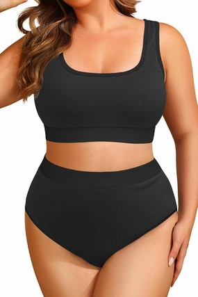 Tempt Me Women Plus Size High Waisted Bikini Set Two Piece Swimsuit Full Coverage Sporty 2 Piece Bathing Suits