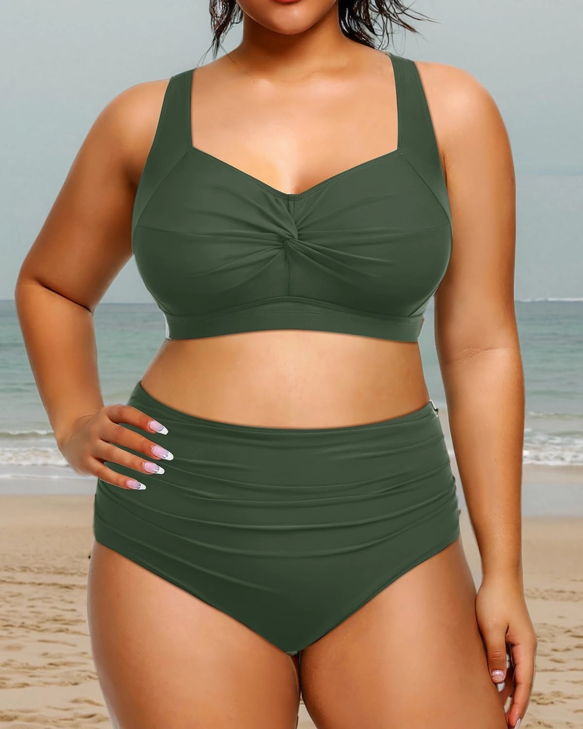 Tempt Me Women Plus Size High Waisted Bikini Set Two Piece Swimsuit Tummy Control Bathing Suits