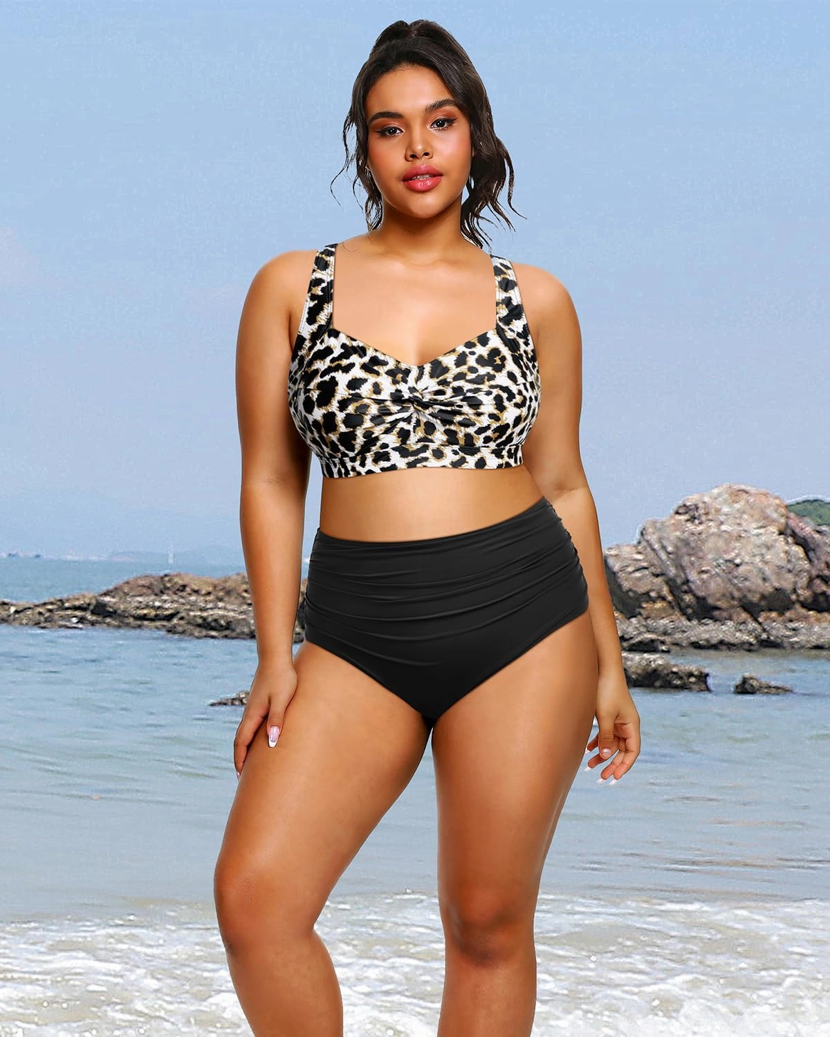 Tempt Me Women Plus Size High Waisted Bikini Set Two Piece Swimsuit Tummy Control Bathing Suits