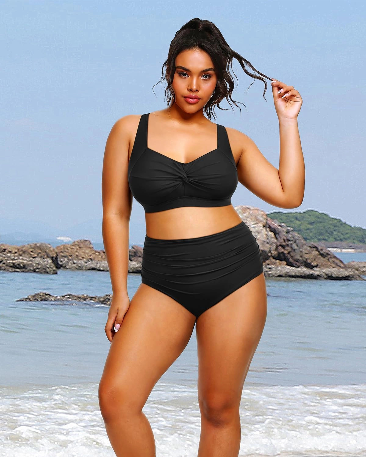 Tempt Me Women Plus Size High Waisted Bikini Set Two Piece Swimsuit Tummy Control Bathing Suits