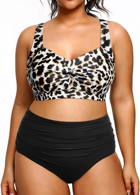 Tempt Me Women Plus Size High Waisted Bikini Set Two Piece Swimsuit Tummy Control Bathing Suits