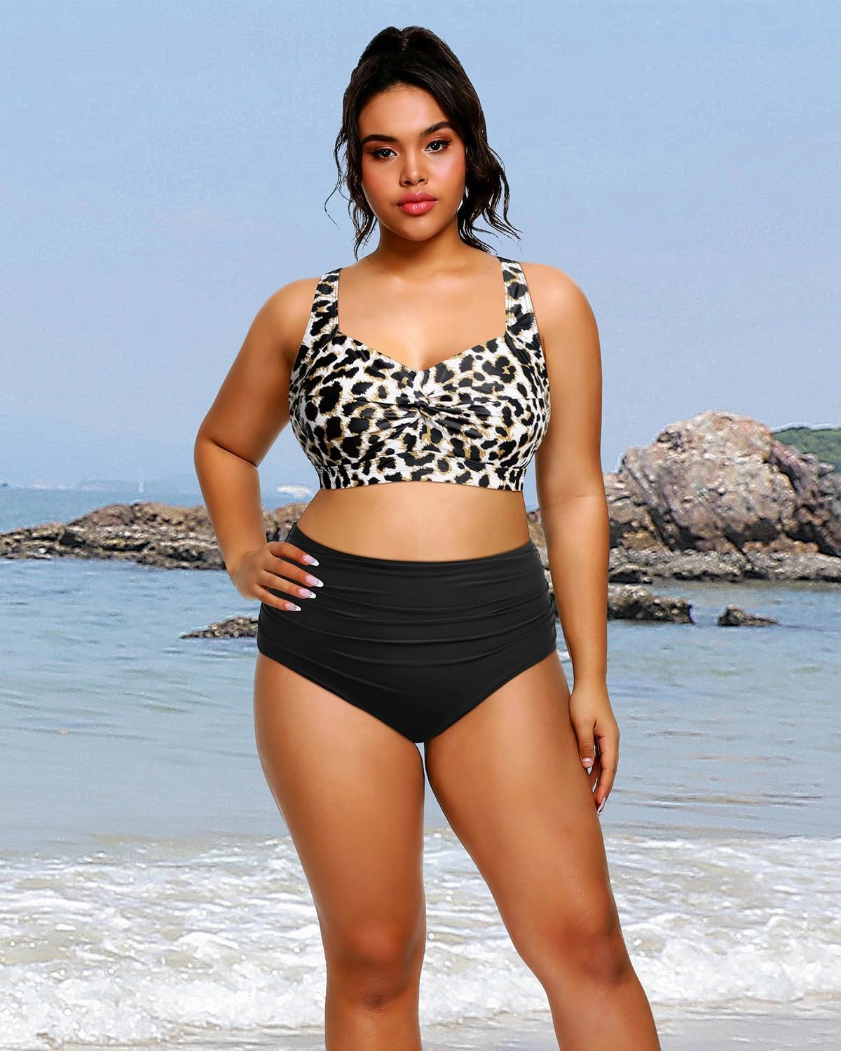 Tempt Me Women Plus Size High Waisted Bikini Set Two Piece Swimsuit Tummy Control Bathing Suits