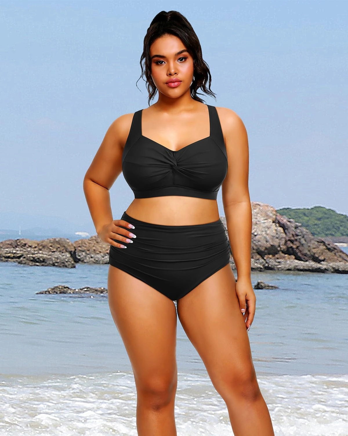 Tempt Me Women Plus Size High Waisted Bikini Set Two Piece Swimsuit Tummy Control Bathing Suits