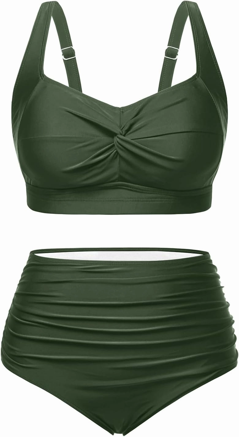Tempt Me Women Plus Size High Waisted Bikini Set Two Piece Swimsuit Tummy Control Bathing Suits