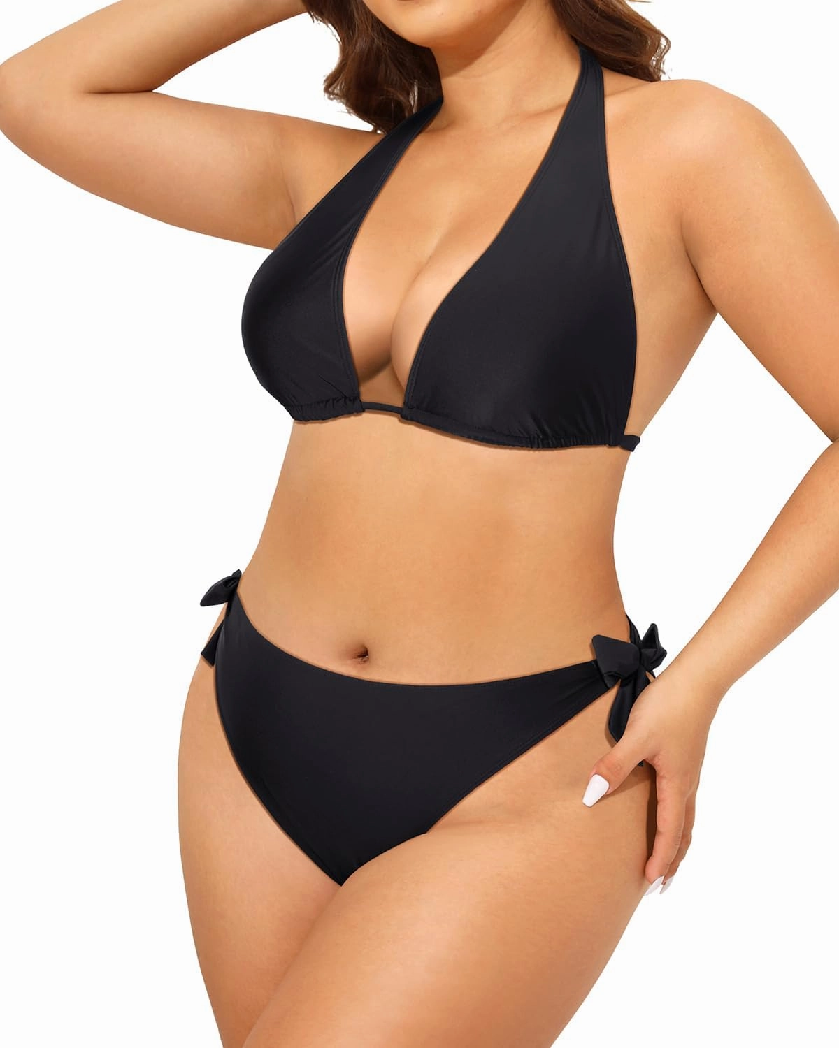 Tempt Me Women Plus Size Triangle Bikini Halter Two Piece Swimsuit Sexy Tie Side Bathing Suits