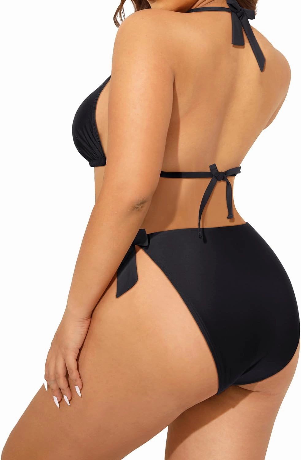 Tempt Me Women Plus Size Triangle Bikini Halter Two Piece Swimsuit Sexy Tie Side Bathing Suits