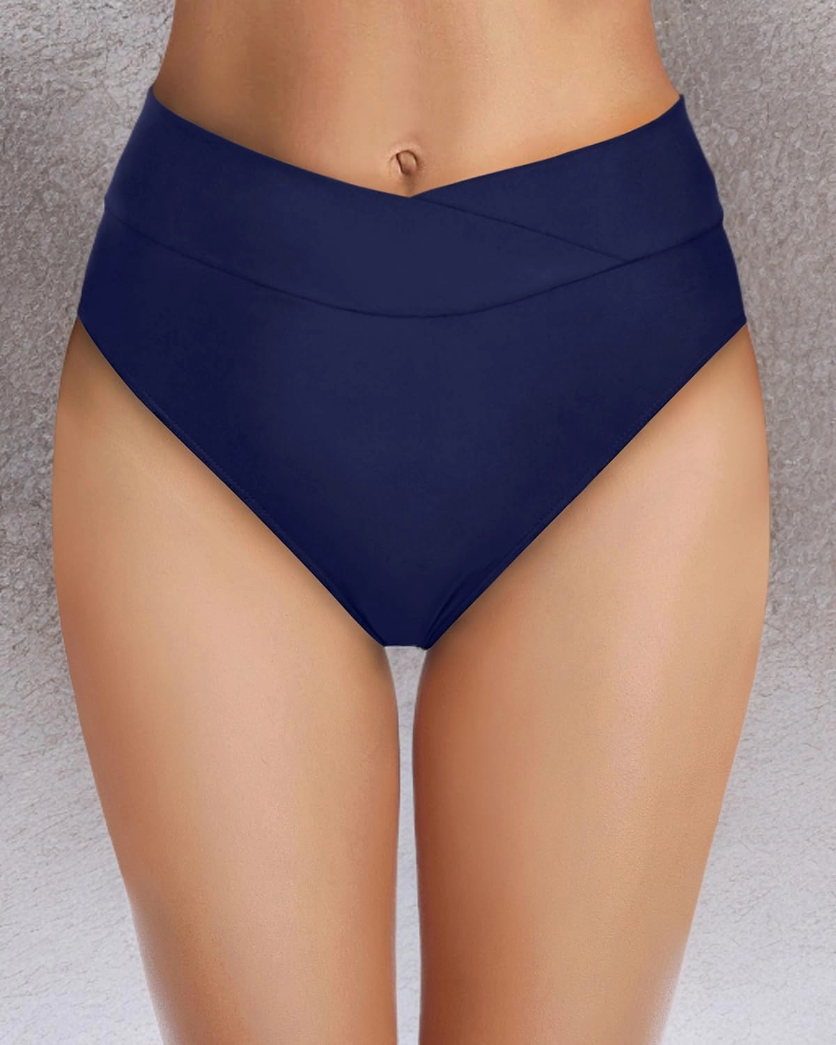 Tempt Me Women's High Waisted Bikini Bottom Crossover V Cut Bathing Suit Swim Bottom