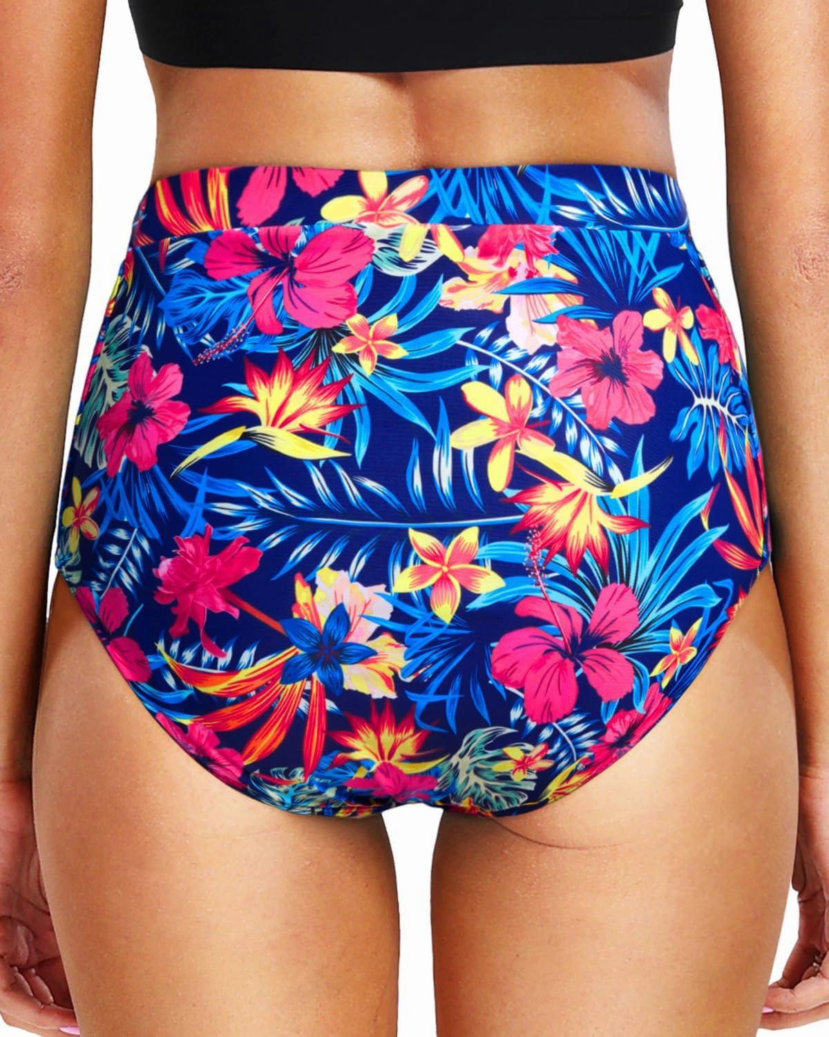 Tempt Me Women's High Waisted Bikini Bottom Full Coverage Tummy Control Swimsuit Bottom with Pockets