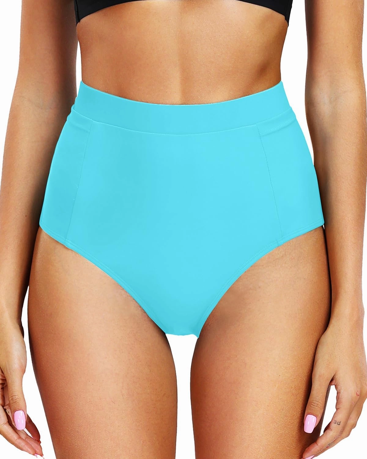 Tempt Me Women's High Waisted Bikini Bottom Full Coverage Tummy Control Swimsuit Bottom with Pockets