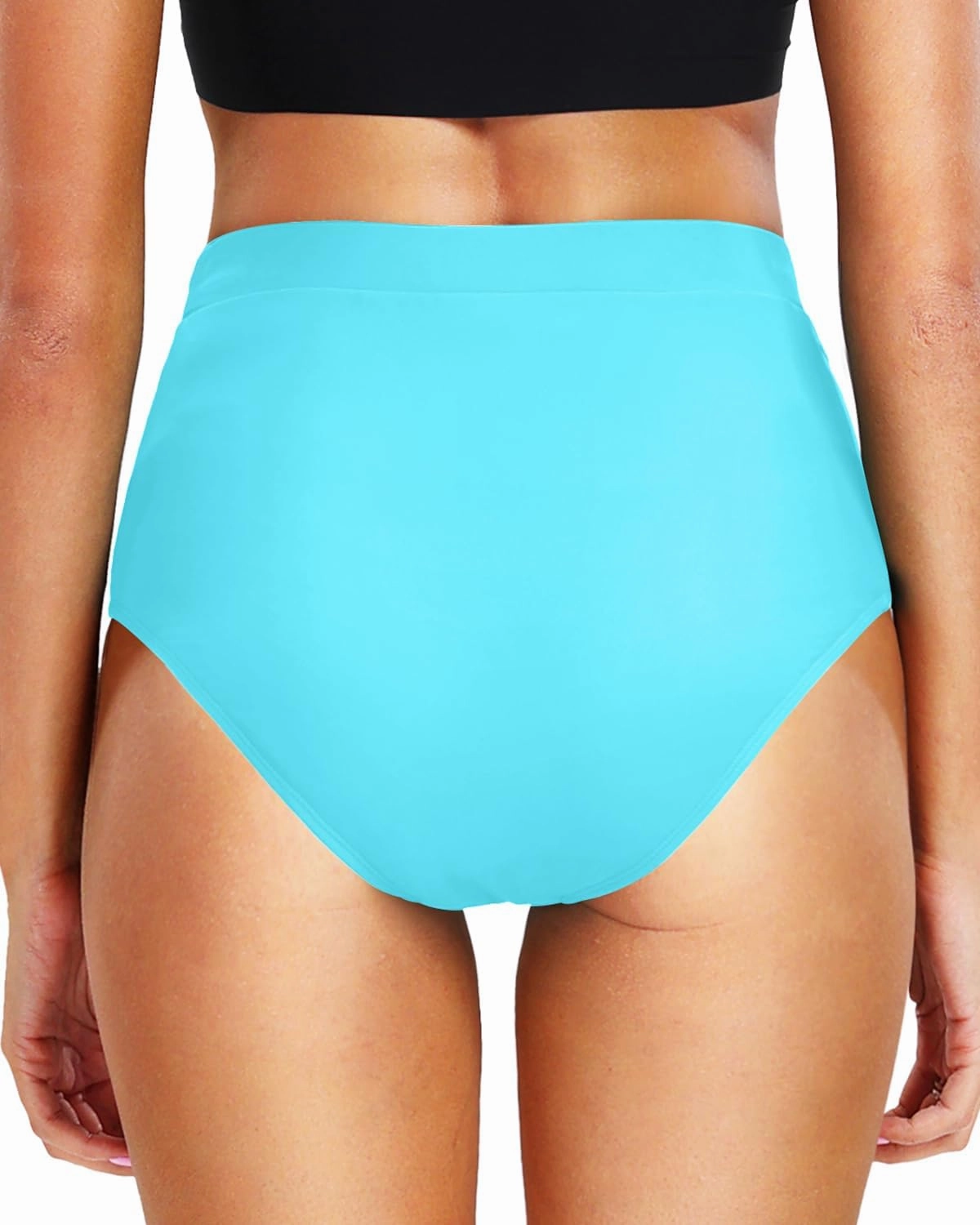 Tempt Me Women's High Waisted Bikini Bottom Full Coverage Tummy Control Swimsuit Bottom with Pockets