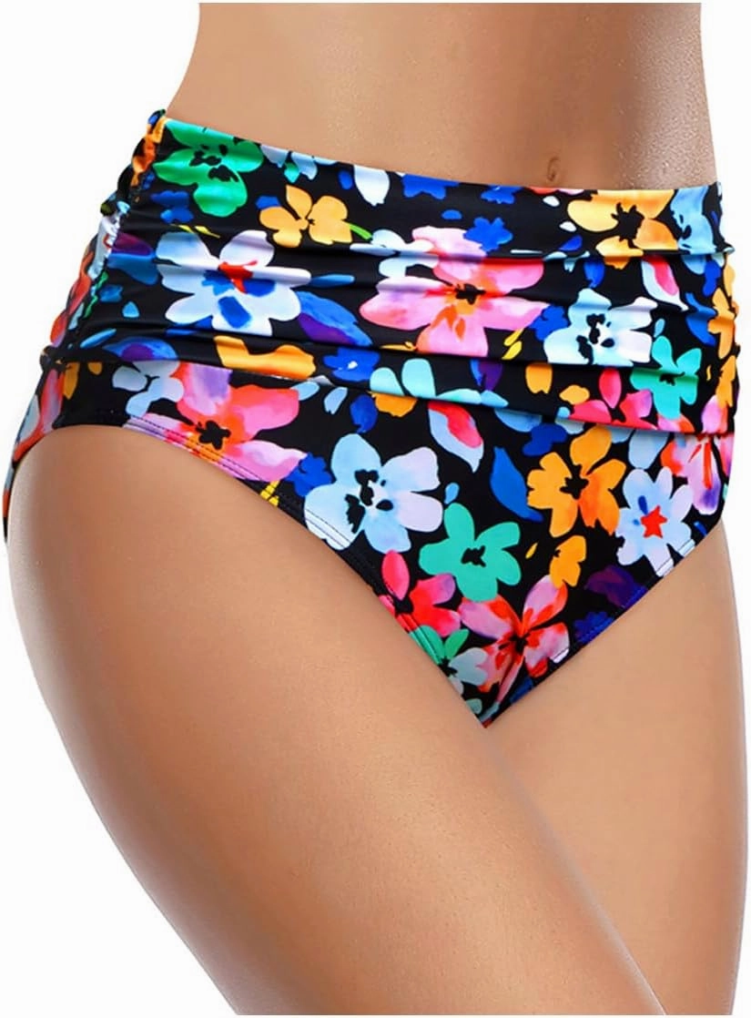 Tempt Me Women's High Waisted Bikini Bottom Tummy Control Ruched Bathing Suit Swim Bottom