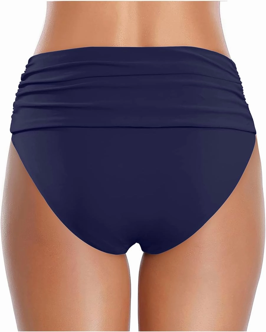 Tempt Me Women's High Waisted Bikini Bottom Tummy Control Ruched Bathing Suit Swim Bottom