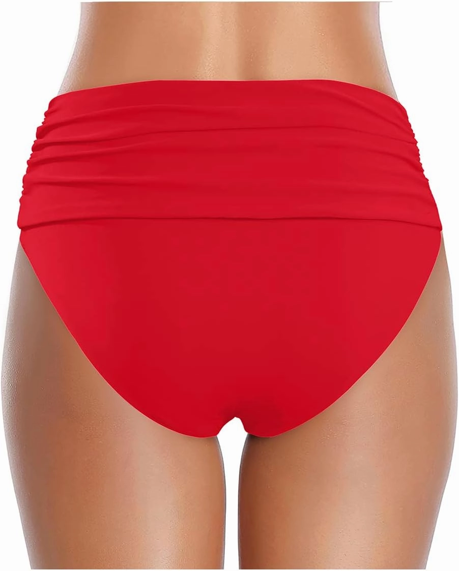 Tempt Me Women's High Waisted Bikini Bottom Tummy Control Ruched Bathing Suit Swim Bottom