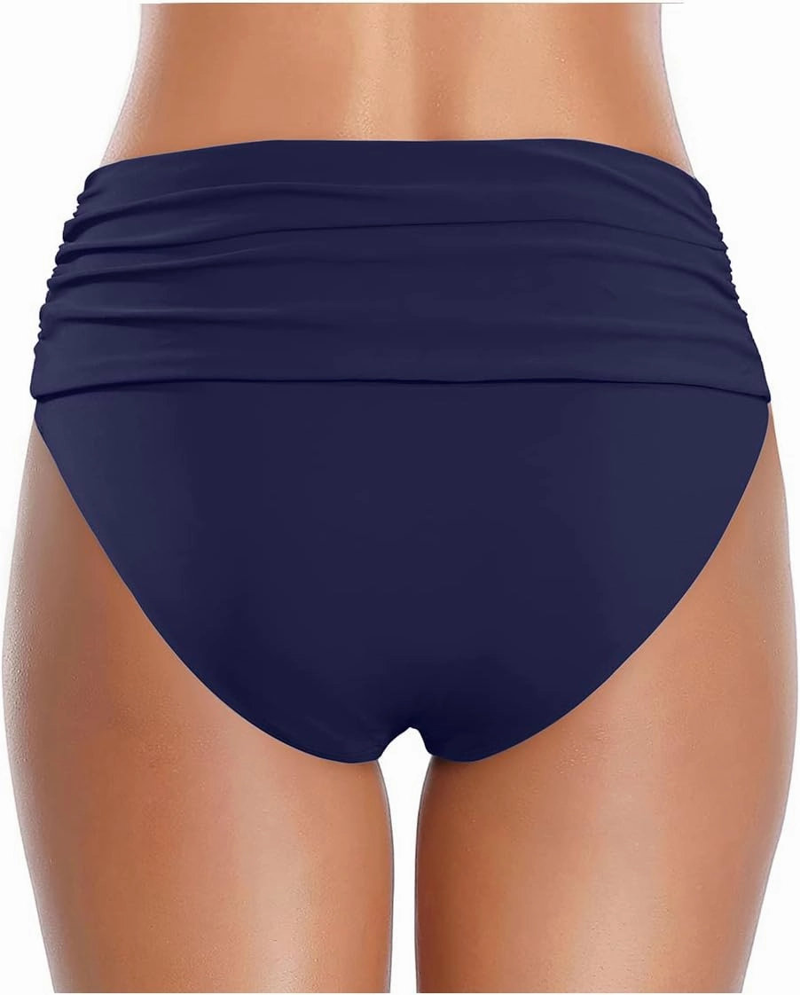 Tempt Me Women's High Waisted Bikini Bottom Tummy Control Ruched Bathing Suit Swim Bottom