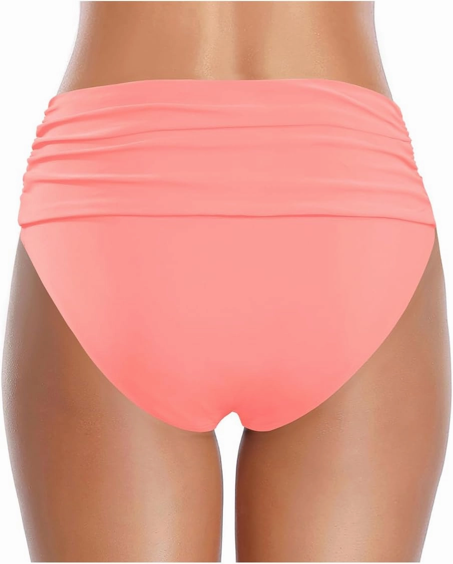 Tempt Me Women's High Waisted Bikini Bottom Tummy Control Ruched Bathing Suit Swim Bottom