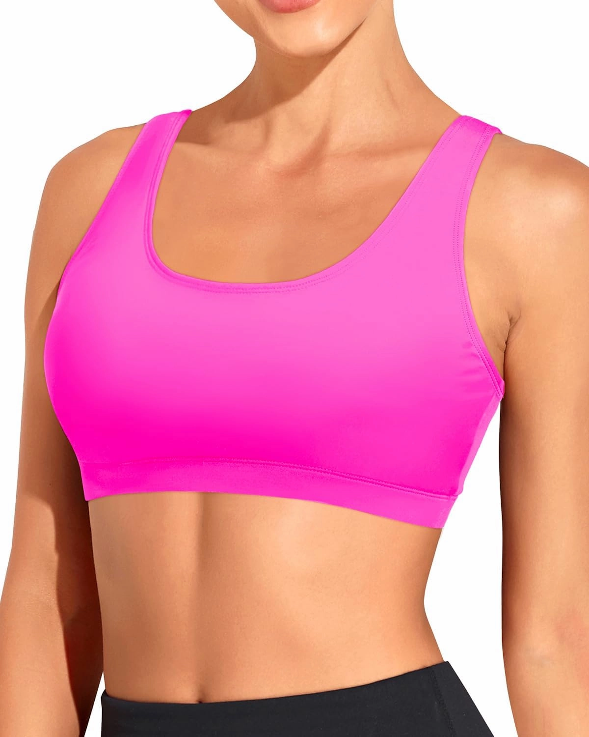 Tempt Me Women Sports Bra Bikini Top Push Up Scoop Neck Bathing Suits Top for Teen Girls