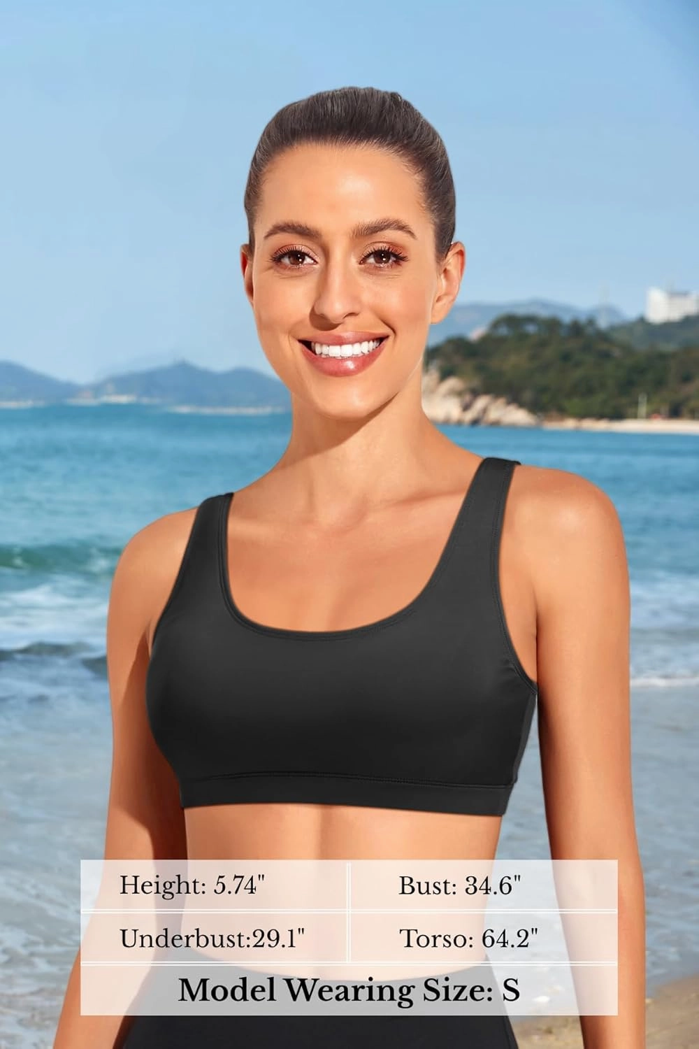 Tempt Me Women Sports Bra Bikini Top Push Up Scoop Neck Bathing Suits Top for Teen Girls