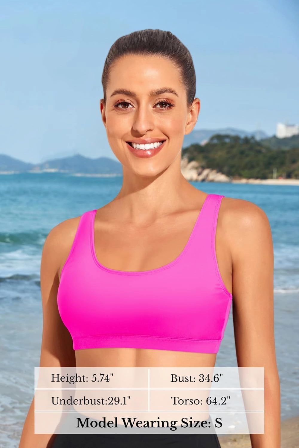 Tempt Me Women Sports Bra Bikini Top Push Up Scoop Neck Bathing Suits Top for Teen Girls