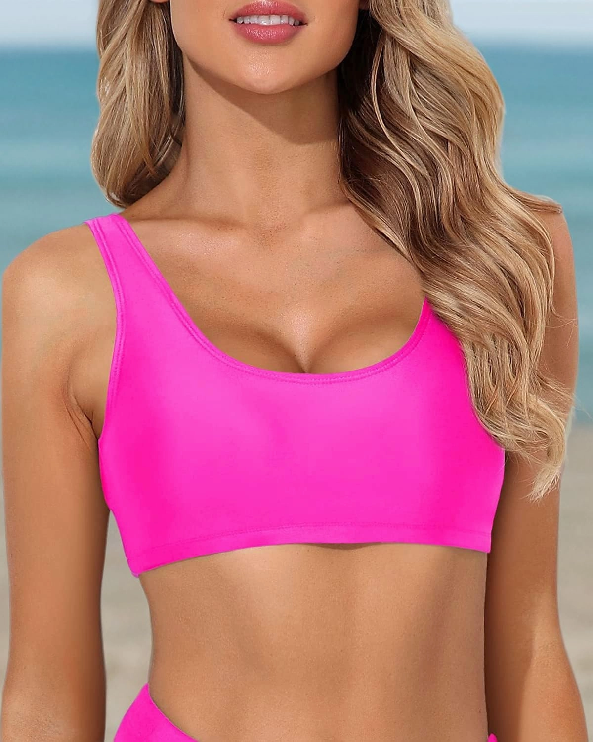 Tempt Me Women Sports Bra Bikini Top Push Up Scoop Neck Bathing Suits Top for Teen Girls