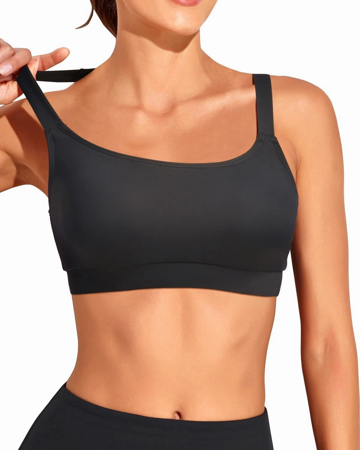 Tempt Me Women Sports Bra Bikini Tops Scoop Neck Bathing Suits Top Padded Swim Crop Tops Only
