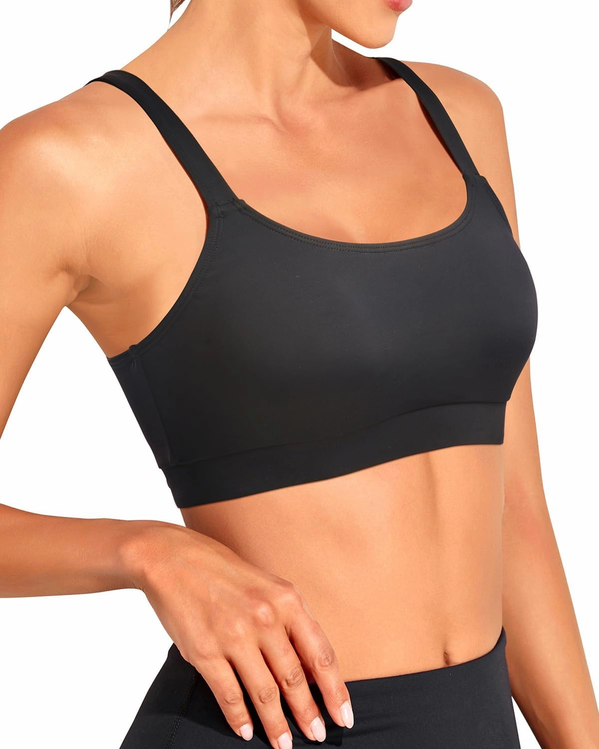 Tempt Me Women Sports Bra Bikini Tops Scoop Neck Bathing Suits Top Padded Swim Crop Tops Only
