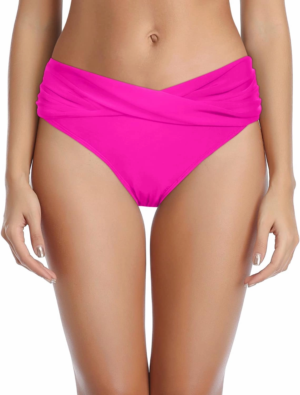 Tempt Me Women Twist Bikini Bottom Moderate High Cut Bathing Suit Bottoms Ruched Swimsuit Bottom