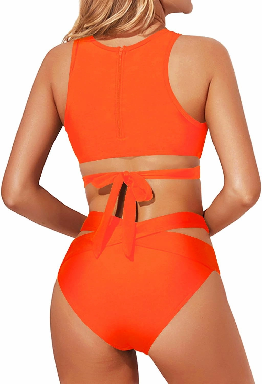Tempt Me Women Two Piece High Neck Bikini Set Cutout Swimsuit Criss Cross Bandage Bathing Suit with Bottom